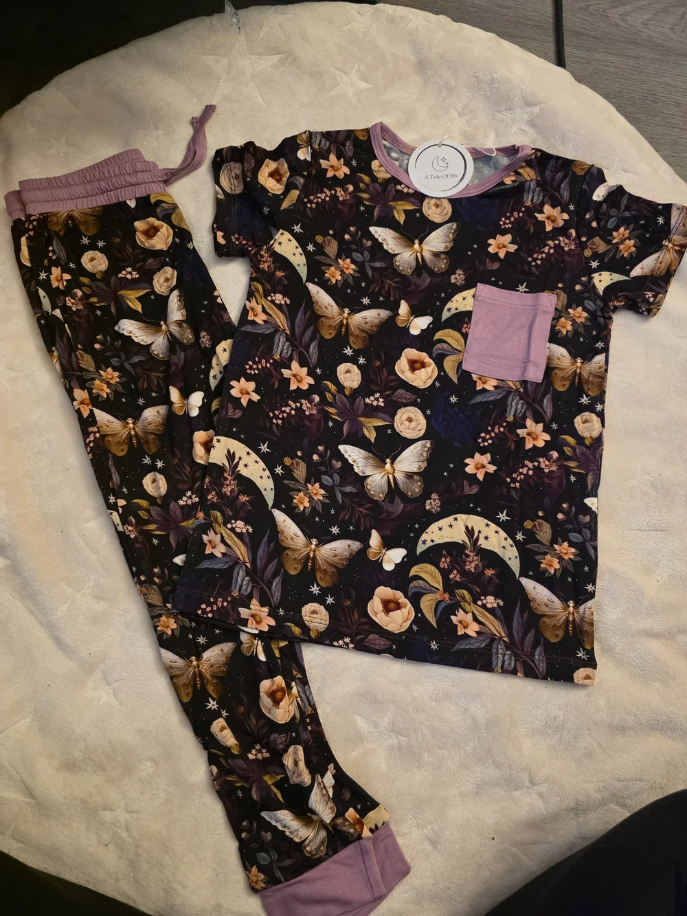 Kids' BAMBOO Butterfly Moonlight Pajama Set - Purple 5/6